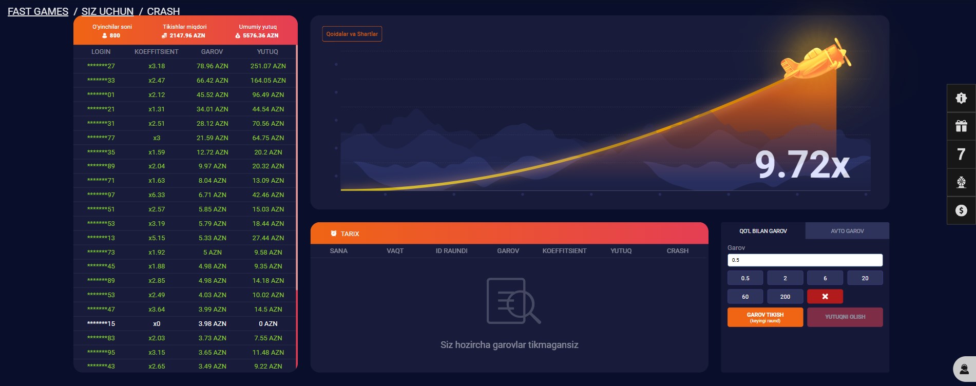 onlayn kazino Melbet pul uchun Crash
